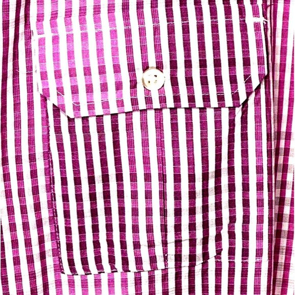 Stockhomme Mens Shirt Slim Fit Casual Short Sleeve Purple Plaid Size XXL - Picture 4 of 9